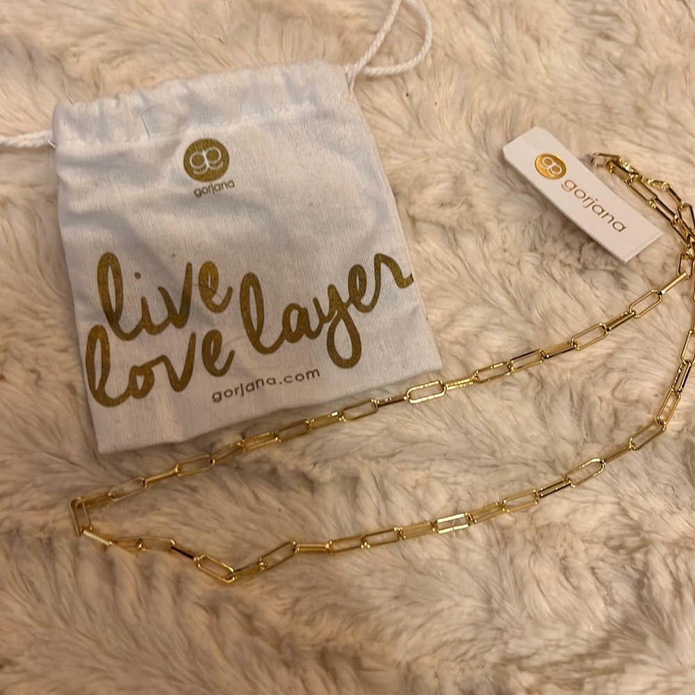 Gorjana NWT gold paper clip chain necklace